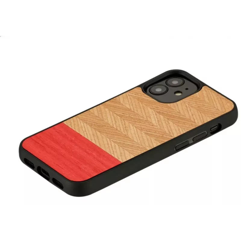 Man and Wood -suojapuhelinkotelo iPhone 12 mini – kalanruotokuvio azalea musta