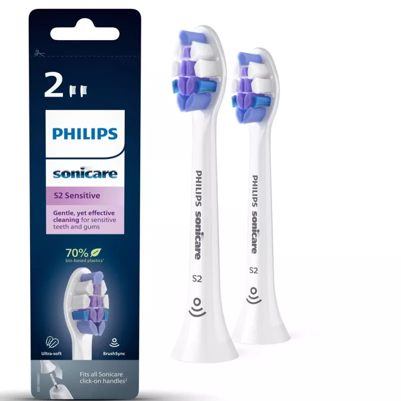 Philips S2 Sensitive HX6052/10 erittäin pehmeät vaihdettavat ääniharjaspäät