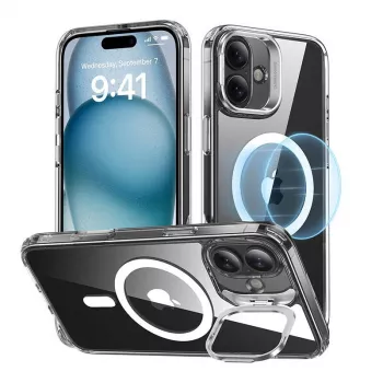 Puhelinkotelo ESR Classic Hybrid iPhone 16 Plus -puhelimeen – läpinäkyvä ja sisäänrakennettu teline