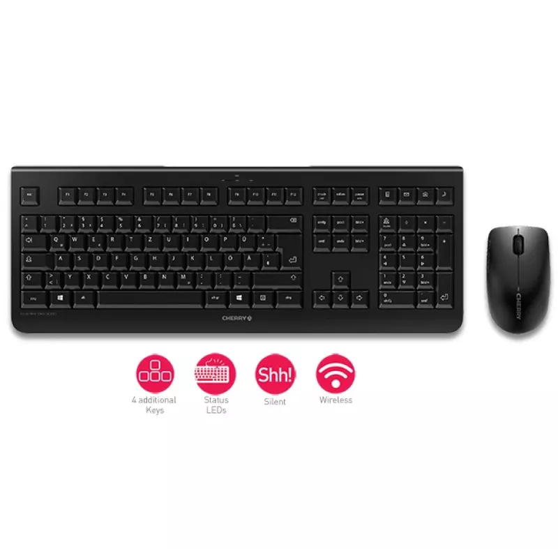 CHERRY DW 3000 näppäimistö hiiri sisältyy yleiskäyttö RF langaton QWERTZ saksa harmaa