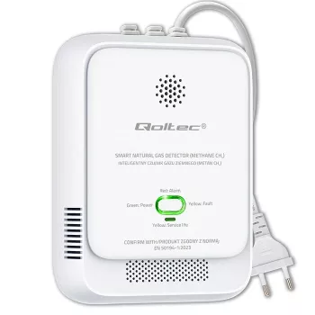 Kaasuvuotoanturi QOLTEC NG 85dB LE – maakaasun (CH4) ilmaisin, äänihälytys 85 dB