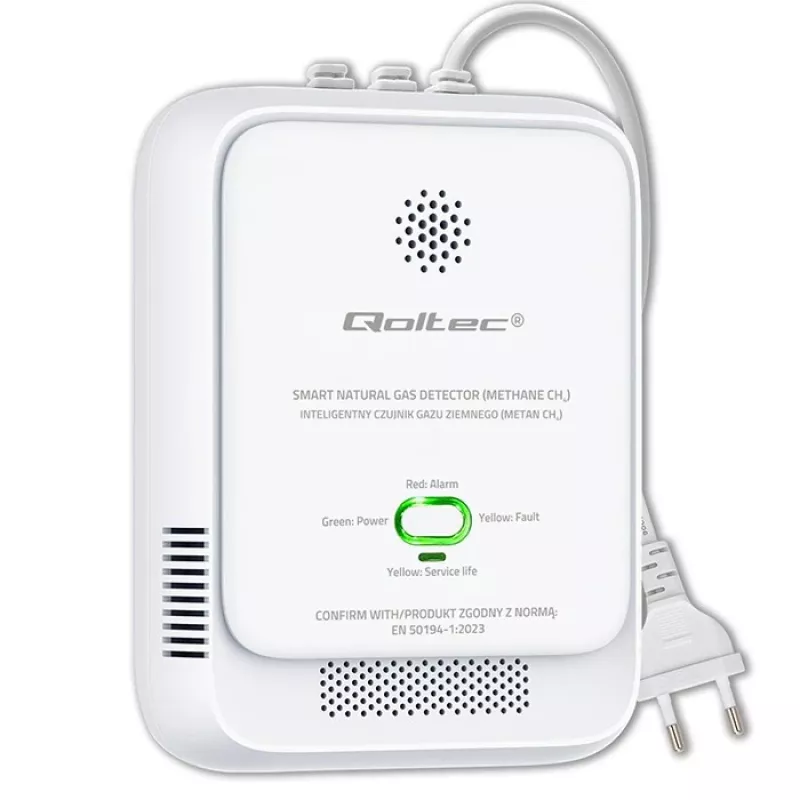 Kaasuvuotoanturi QOLTEC NG 85dB LE – maakaasun (CH4) ilmaisin, äänihälytys 85 dB