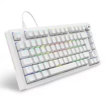 Sharkoon SGK25 75% QWERTZ USB johdollinen RGB LED-näppäimistö valkoinen