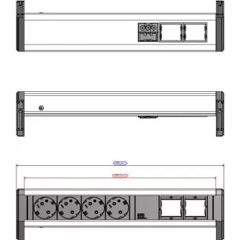 Pistorasia Bachmann DESK 902.032 — 4x CEE-pistorasiaa, työpöydän virranjakelu