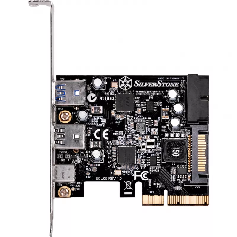SilverStone ECU05 - USB-sovitin - PCIe 2.0 x2 Low Profile - USB 3.1 Type-C x 1 + USB3.0 x 2 + USB3.0 (sisäinen) x 2 (SST-ECU05)
