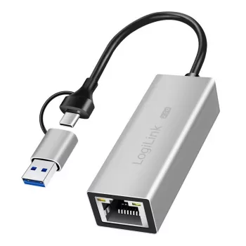 USB-A/-C - 2,5G Ethernet-sovitin, harmaa