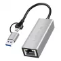 USB-A/-C - 2,5G Ethernet-sovitin, harmaa