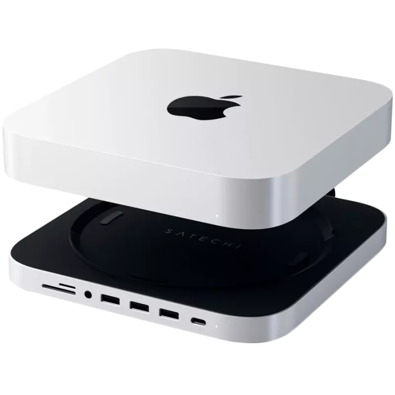 Satechi USB Type-C alumiiniteline ja keskitin Apple Mac mini -laitteelle (hopea)