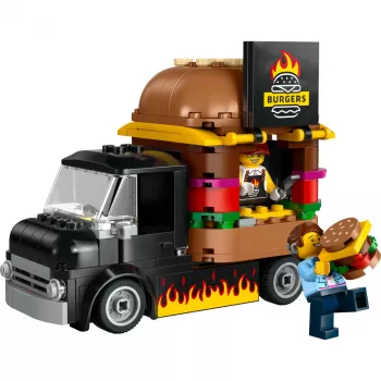 LEGO City hampurilaisvaunu ruoka-auto lelu pojille ja tytöille yli 5-vuotiaille, ajoneuvon rakennuslelu, keittiöleikkisetti myyjä-minihahmolla ja tarvikkeilla