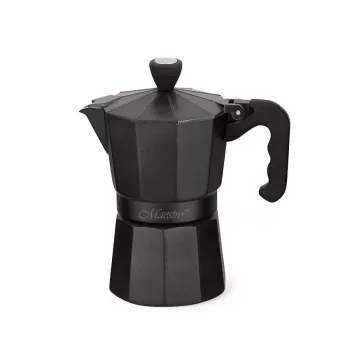 Mokapannu Maestro MR-1666-3-Schwarz, manuaalinen alumiininen kahvinkeitin 3 kupille, 150 ml, musta