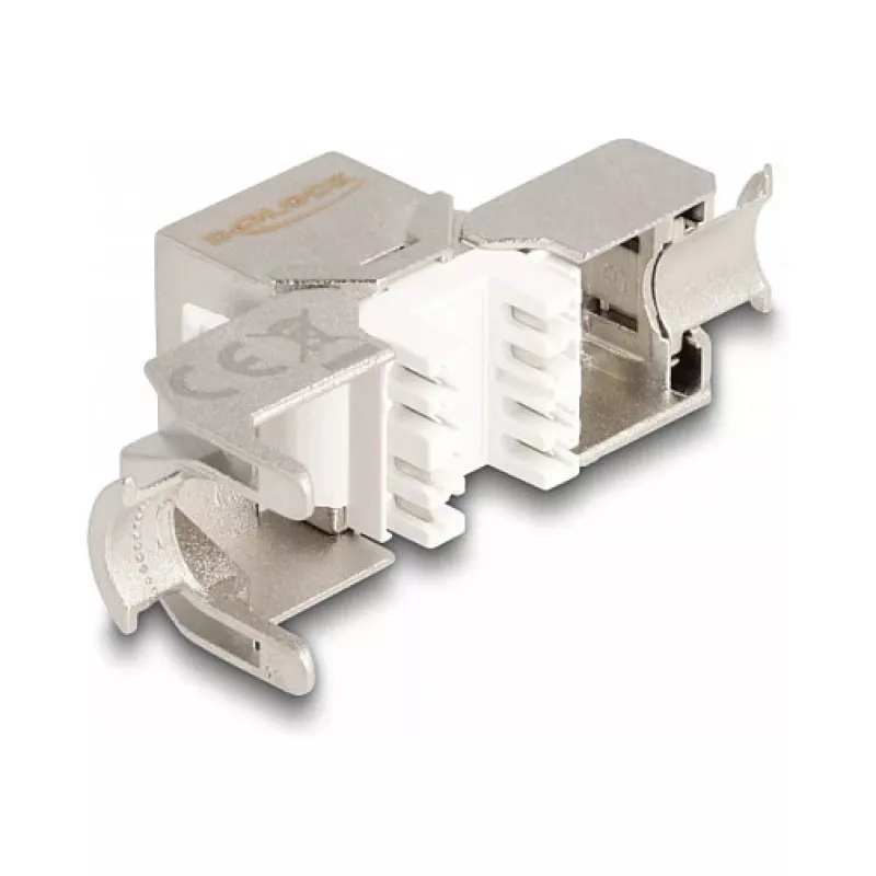 DeLOCK Keystone-moduuli RJ45-liitäntä LSA Cat.6A työkaluton punaisella pölysuojuksella