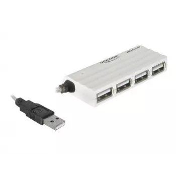 USB-keskitin DeLOCK 87445 4-porttinen ulkoinen 480 Mbit/s valkoinen