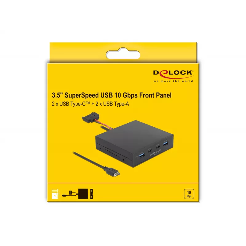 DeLOCK 3,5 tuuman USB 3.2 Gen 2 -etupaneeli 2 x USB Type-C 2 x USB Type-A
