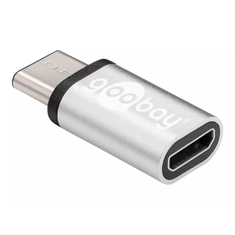 Wentronic Goobay USB-C™ -adapteri - USB 2.0 Micro-B -liitäntä, hopea - USB-C™-laitteen liittämiseen USB 2.0 Micro-B -kaapelilla (56636)