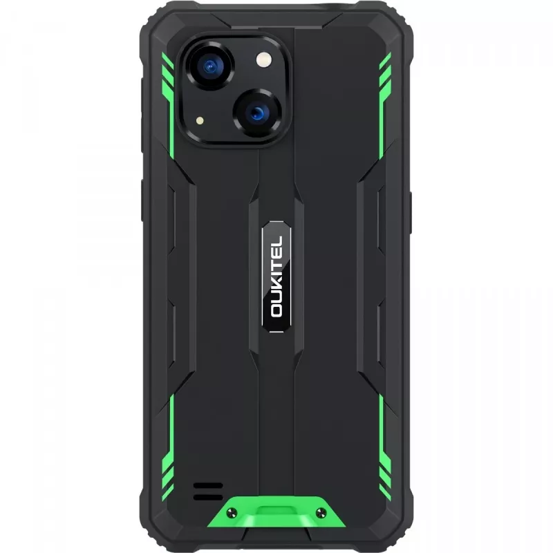 Oukitel G2 4G älypuhelin, 6 tuumaa, 4/64 Gt, 6300 mAh, IP69K, Dual SIM, Android 14, vihreä (ilman laturia)