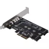 Silverstone SST-ECM27 M.2/SATA-sovitinkortti, PCIe 4.0, 1x M-Key, 2x SATA 6G - Low Profile