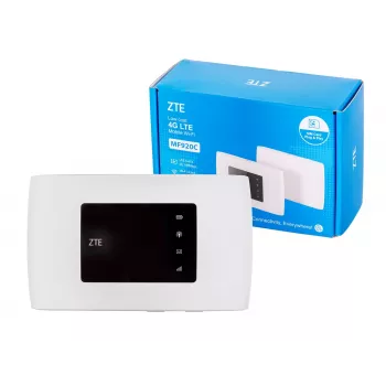 Matkapuhelinverkkoreititin ZTE MF920C — LTE 4G (800/900/1800/2100/2600 MHz), WLAN 150 Mbit/s, 2000 mAh paristo, valkoinen