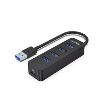 UNITEK uHUB Q4 USB 3.2 Gen 1 (3.1 Gen 1) Type-A 5000 Mbit/s musta