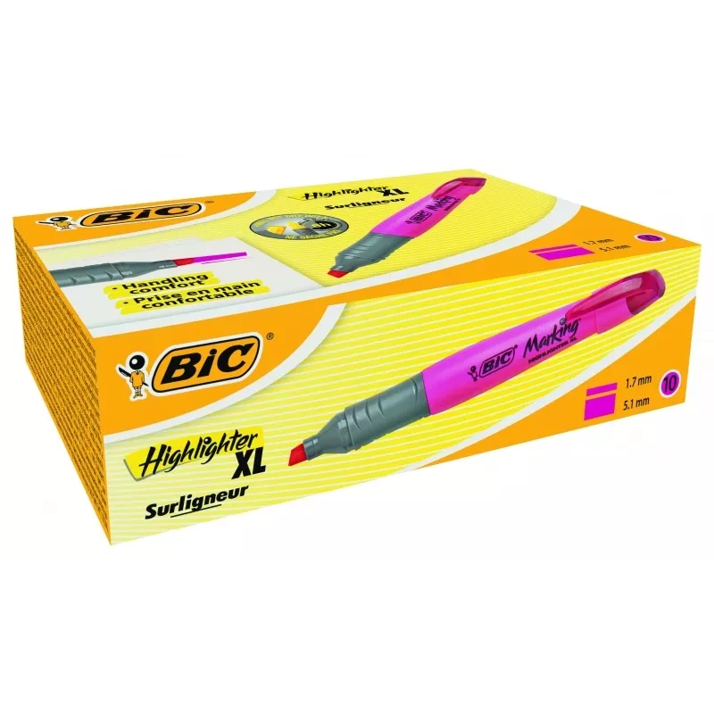 BIC korostuskynä XL 2-5 mm, pinkki, 10 kpl:n laatikko 247130
