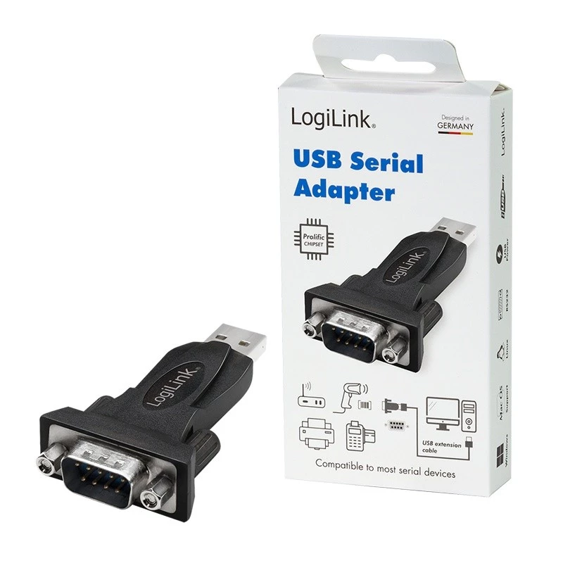 LogiLink AU0002F RS-232 USB 2.0 sovitin pistoke musta