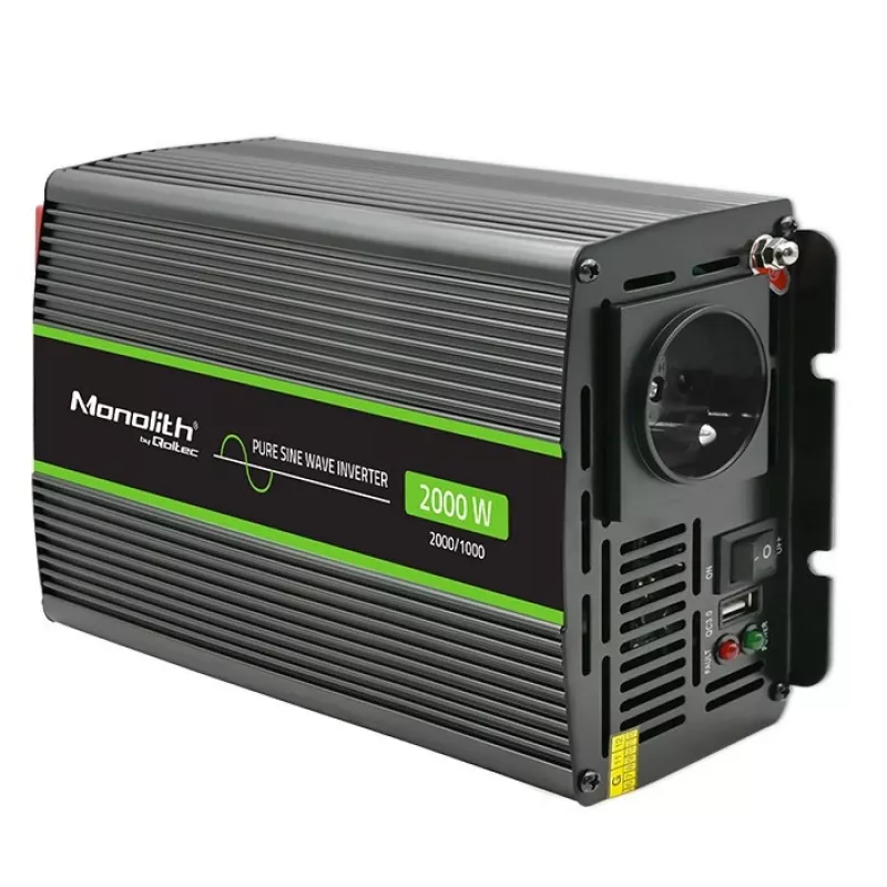 Qoltec Monolith 51934 autoinvertteri, 2000 W, musta