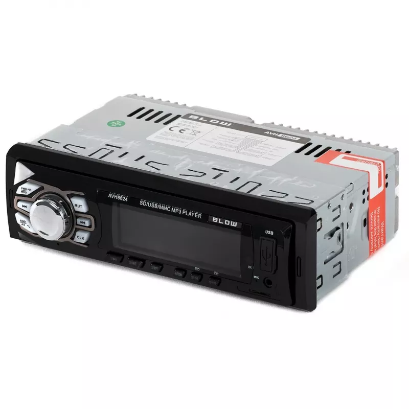 BLOW AVH-8624 autoradio, 1 DIN, FM RDS, Bluetooth, USB, SD/MMC, AUX, MP3, LCD-näyttö, kaukosäädin, musta