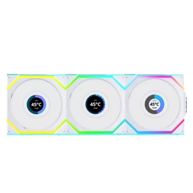 Tuuletin Lian Li UNI FAN SL Wireless LCD 120 12 cm valkoinen 3 kpl