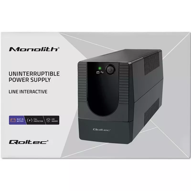 Qoltec 53774 UPS (keskeytymätön virransyöttö) Line-Interactive 1 kVA 600 W 1 AC-lähtö