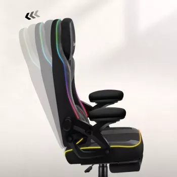 huzaro HZ-FORCE 4.6 RGB musta Mesh pelituoli — ergonominen, korkeussäädettävä, RGB-valaistus, kangasistuin, enintään 130 kg