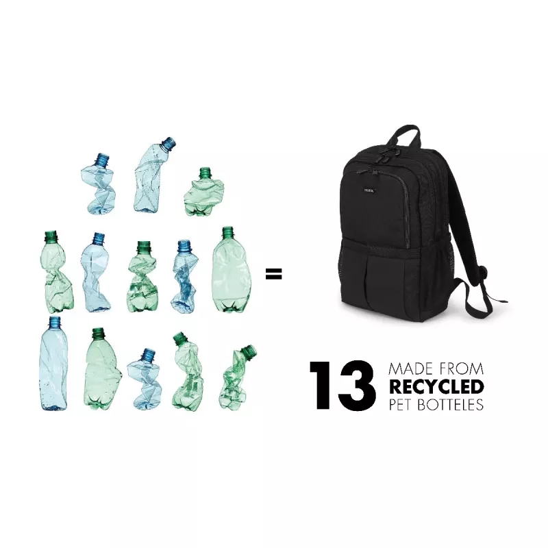 Reppu DICOTA D31696 musta polyeteenitereftalaatti (PET)