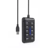 USB-keskitin Gembird UHB-U2P10P-01 — 10-porttinen USB 2.0 -keskitin
