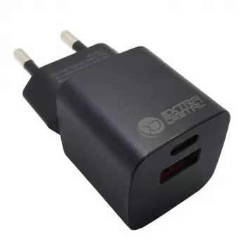 EXTRA DIGITAL GaN USB Type-C, USB Type-A -laturi: 30W, PPS