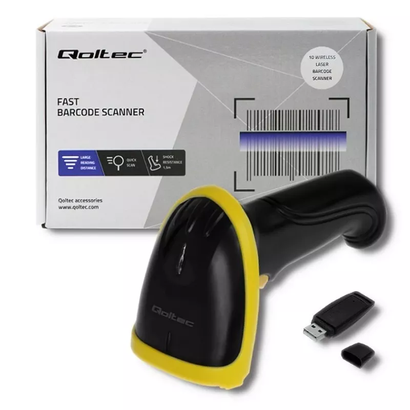 Qoltec 50862 langaton laser viivakoodilukija 1D | 2.4GHz