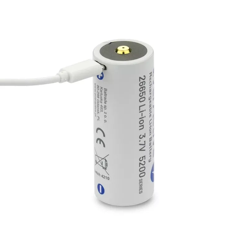 Ladattava akku everActive EV26650-52M 3,7V 5200mAh Micro-USB-lataustoiminnolla