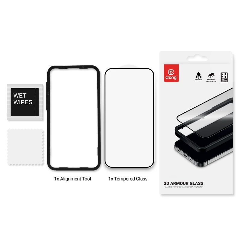 Näytönsuojakalvo karkaistusta lasista Crong 9H Full Glue iPhone 16/15