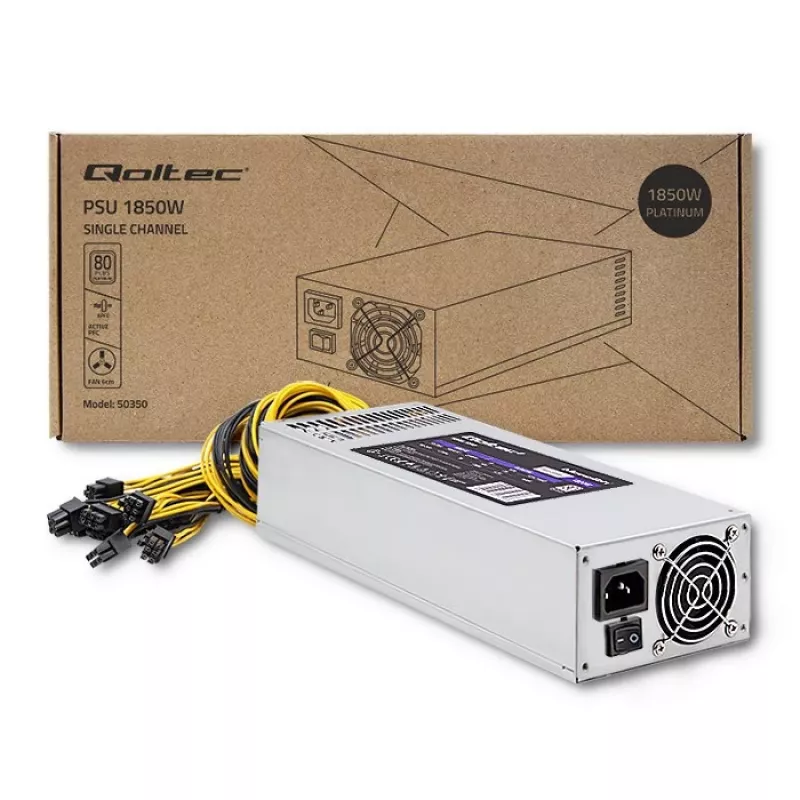 Qoltec 50350 virtalähde 1850W PCI-E | 80 Plus Platinum | peli louhinta
