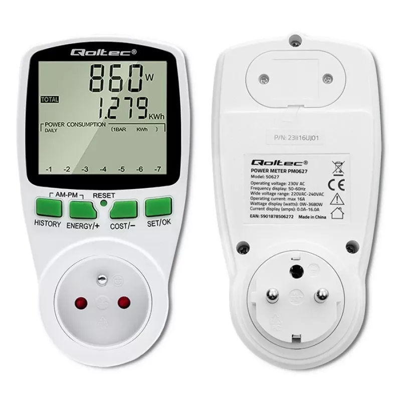 Tehomittari QOLTEC PM0627 3680W historiatoiminnolla — QOLTEC PM0627 3680W