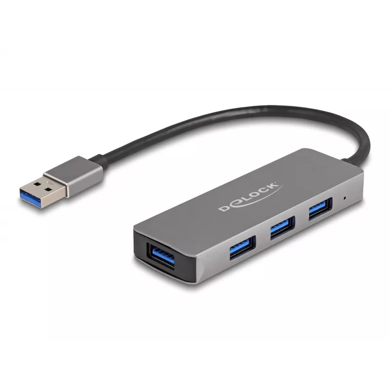 DeLOCK 63171 USB-keskitin 3.2 Gen 1 Type-A 5000 Mbit/s harmaa