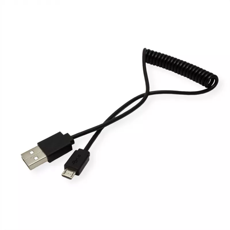 ROLINE USB 2.0 spiraalikaapeli - A - Micro B - ST/ST 1,0 m - suojattu - USB 2.0 Type Micro B - 1 mm - spiraalikaapeli (11.02.8317)