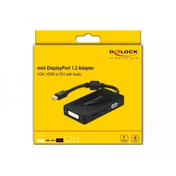 DeLOCK Mini DisplayPort 1.2 – VGA HDMI DVI Audio 4K passiivinen musta
