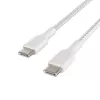 Kaapeli punottu USB-C - USB-C 1 m valkoinen