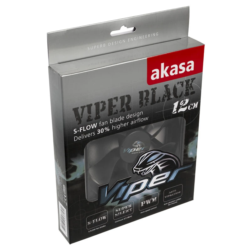AKASA Viper 120mm kotelotuuletin - musta