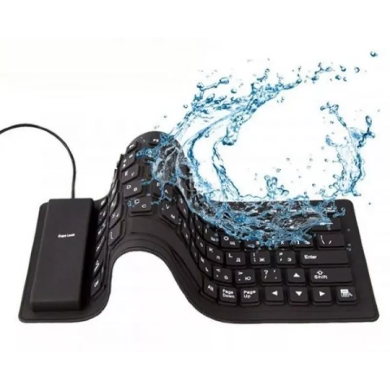 Silikoninäppäimistö USB+PS/2 musta