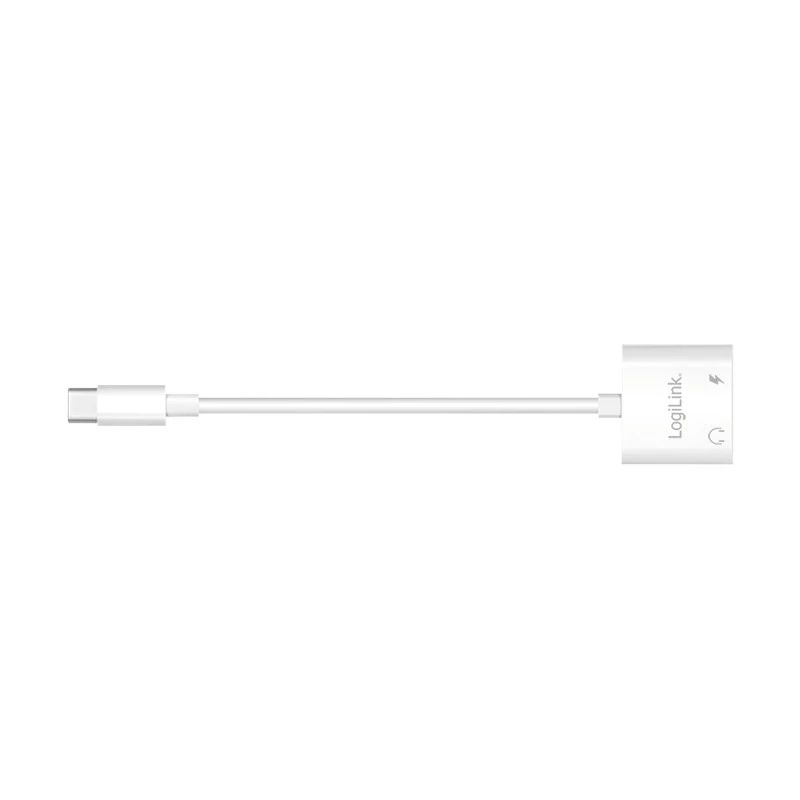 LogiLink USB-C äänisovitin USB-C/uros 2x USB-C/naaras 60W PD valkoinen
