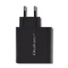 Qoltec 51716 seinälaturi 63 W, USB-C PD + USB QC 3.0, 5-20 V 1,5-3 A, musta
