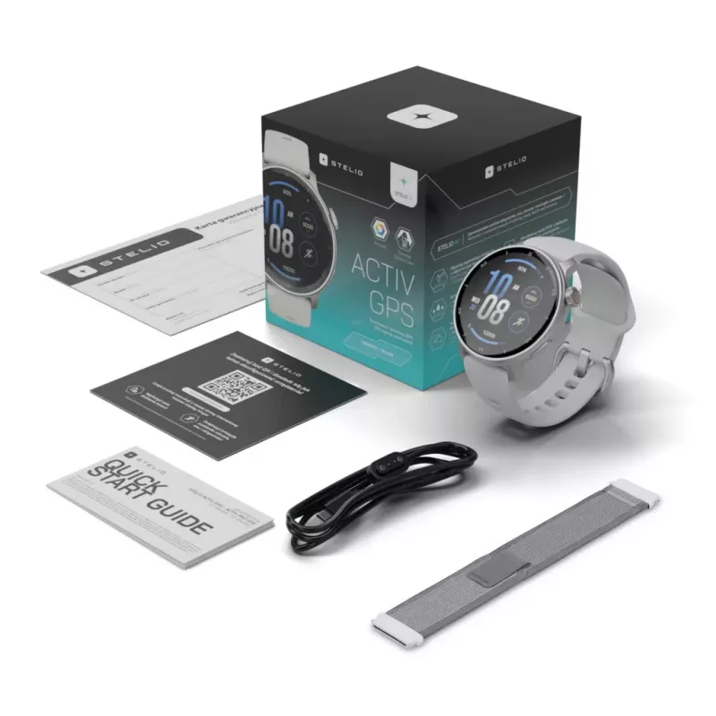 Älykello Stelio Activ GPS 46 mm hopea STSWA101SR, GPS, 46 mm kuori
