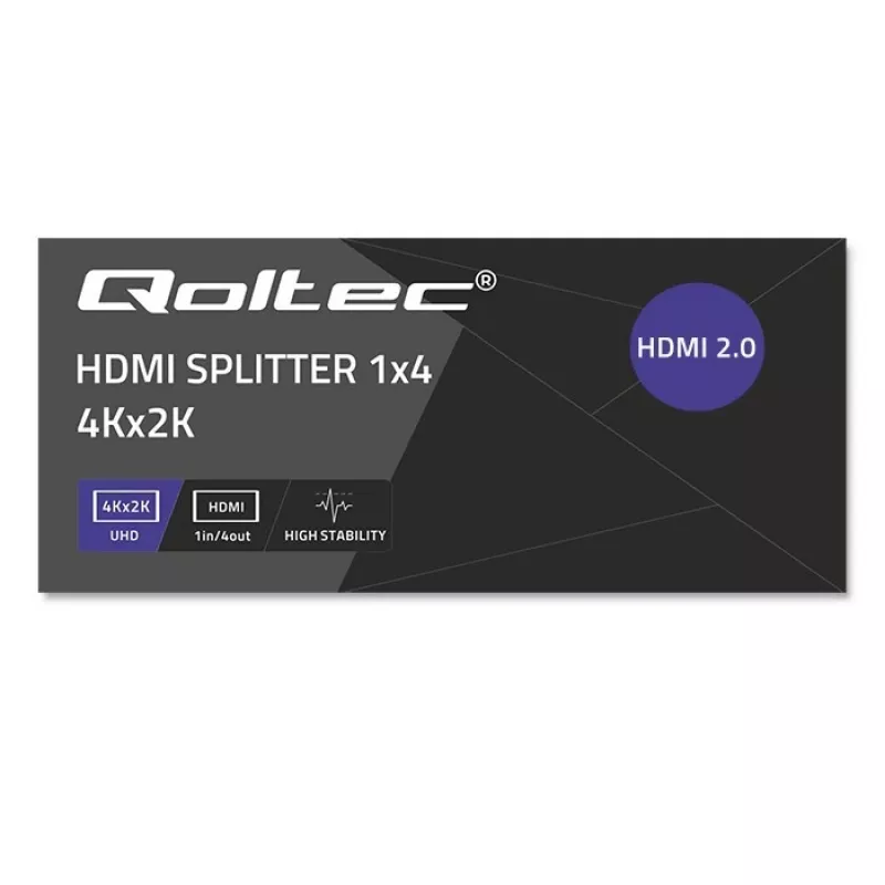 Qoltec 51799 aktiivinen HDMI-jakaja 4 x HDMI 4K x 2K | 6 Gb/s | 60 Hz