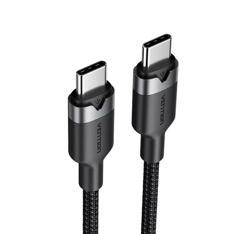 USB-C - USB-C -data- ja latauskaapeli Vention TRDBH, 2 m, USB 2.0, 60 W PD, 3 A, 480 Mbit/s, musta