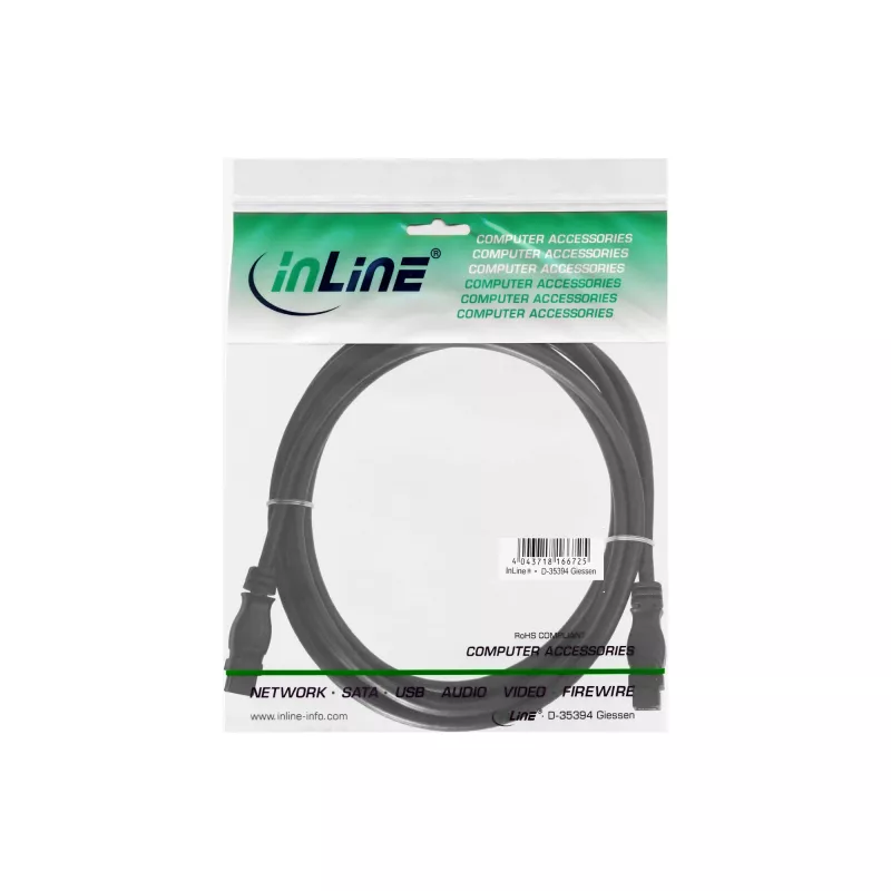 FireWire 800 -kaapeli InLine 39902 1,8 m pistoke/pistoke musta