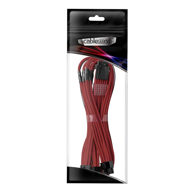 CableMod C-Series PRO ModMesh 12VHPWR 3x PCI-e kaapeli Corsairille - 60 cm, tummanpunainen